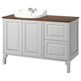 TÄNNFORSEN / RUTSJÖN Bathroom vanity with sink & faucet, light gray/brown walnut effect, 49x21 1/2x37 1/8 "