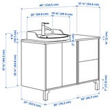 TÄNNFORSEN / RUTSJÖN Bathroom vanity with sink & faucet, light gray/brown walnut effect, 49x21 1/2x37 1/8 "