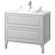 TÄNNFORSEN / RUTSJÖN Bathroom vanity with sink & faucet, light gray/white marble effect, 37x21 1/2x30 1/8 "