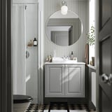 TÄNNFORSEN / RUTSJÖN Bathroom vanity with sink & faucet, light gray/white marble effect, 31x21 1/2x30 1/8 "