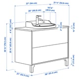 TÄNNFORSEN / RUTSJÖN Bathroom vanity with sink & faucet, light gray/white marble effect, 37x21 1/2x30 1/8 "