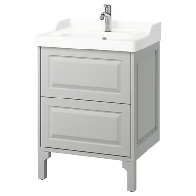 TÄNNFORSEN / RUTSJÖN Bathroom vanity with sink & faucet, light gray, 25 1/4x21 7/8x36 3/4 "
