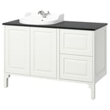 TÄNNFORSEN / RUTSJÖN Bathroom vanity with sink & faucet, white/black marble effect, 49x21 1/2x37 1/8 "