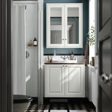 TÄNNFORSEN / RUTSJÖN Bathroom vanity with sink & faucet, white/brown walnut effect, 31x21 1/2x30 1/8 "