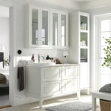 TÄNNFORSEN / RUTSJÖN Bathroom vanity with sink & faucet, white/white marble effect, 49x21 1/2x37 1/8 "