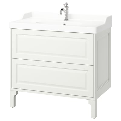 TÄNNFORSEN / RUTSJÖN Bathroom vanity with sink & faucet, white, 37 3/8x21 7/8x36 3/4 "