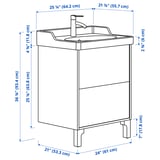 TÄNNFORSEN / RUTSJÖN Bathroom vanity with sink & faucet, white, 25 1/4x21 7/8x36 3/4 "