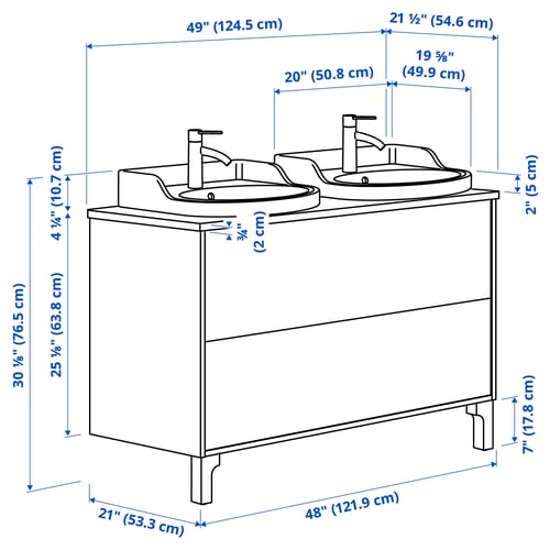 Illustration with measurements for the product: TÄNNFORSEN.
