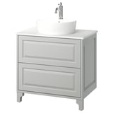 TÄNNFORSEN / TÖRNVIKEN Bathroom vanity with sink & faucet, light gray/white marble effect, 31x21 1/2x35 7/8 "