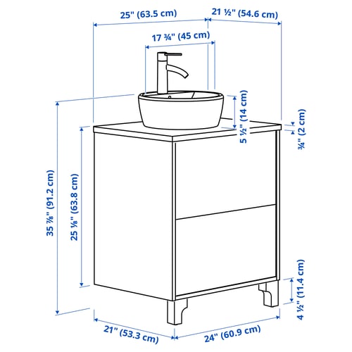 Illustration with measurements for the product: TÄNNFORSEN.