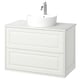 TÄNNFORSEN / TÖRNVIKEN Bathroom vanity with sink & faucet, white/white marble effect, 37x21 1/2x31 3/8 "