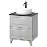 TÄNNFORSEN / TÖRNVIKEN Wash-stnd w drawers/wash-basin, light gray/black marble effect, 25x21 1/2x35 7/8 "