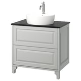 TÄNNFORSEN / TÖRNVIKEN Wash-stnd w drawers/wash-basin, light gray/black marble effect, 31x21 1/2x35 7/8 "