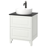 TÄNNFORSEN / TÖRNVIKEN Wash-stnd w drawers/wash-basin, white/black marble effect, 25x21 1/2x35 7/8 "