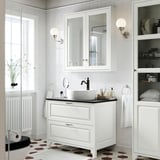 TÄNNFORSEN / TÖRNVIKEN Wash-stnd w drawers/wash-basin, white/black marble effect, 37x21 1/2x35 7/8 "