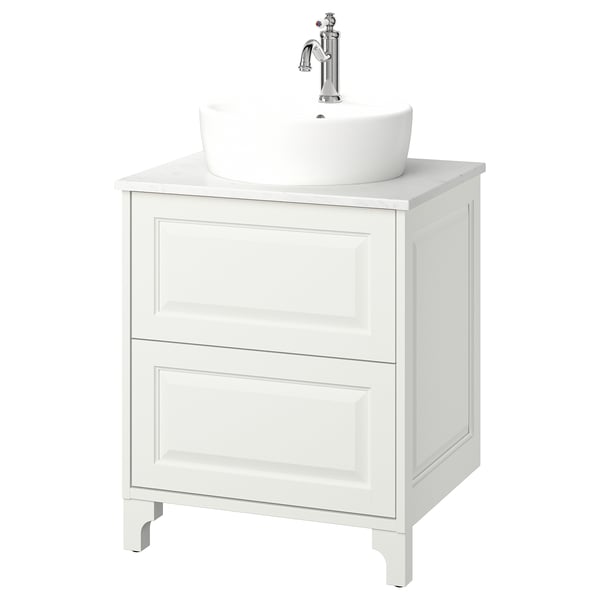 TÄNNFORSEN / TÖRNVIKEN Wash-stnd w drawers/wash-basin, white/white marble effect, 25x21 1/2x35 7/8 "