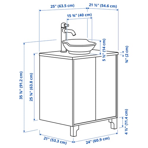 Illustration with measurements for the product: TÄNNFORSEN.
