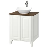 TÄNNFORSEN / VÄSTERSJÖN Bathroom vanity w doors/sink/faucet, white/brown walnut effect, 25x21 1/2x35 7/8 "