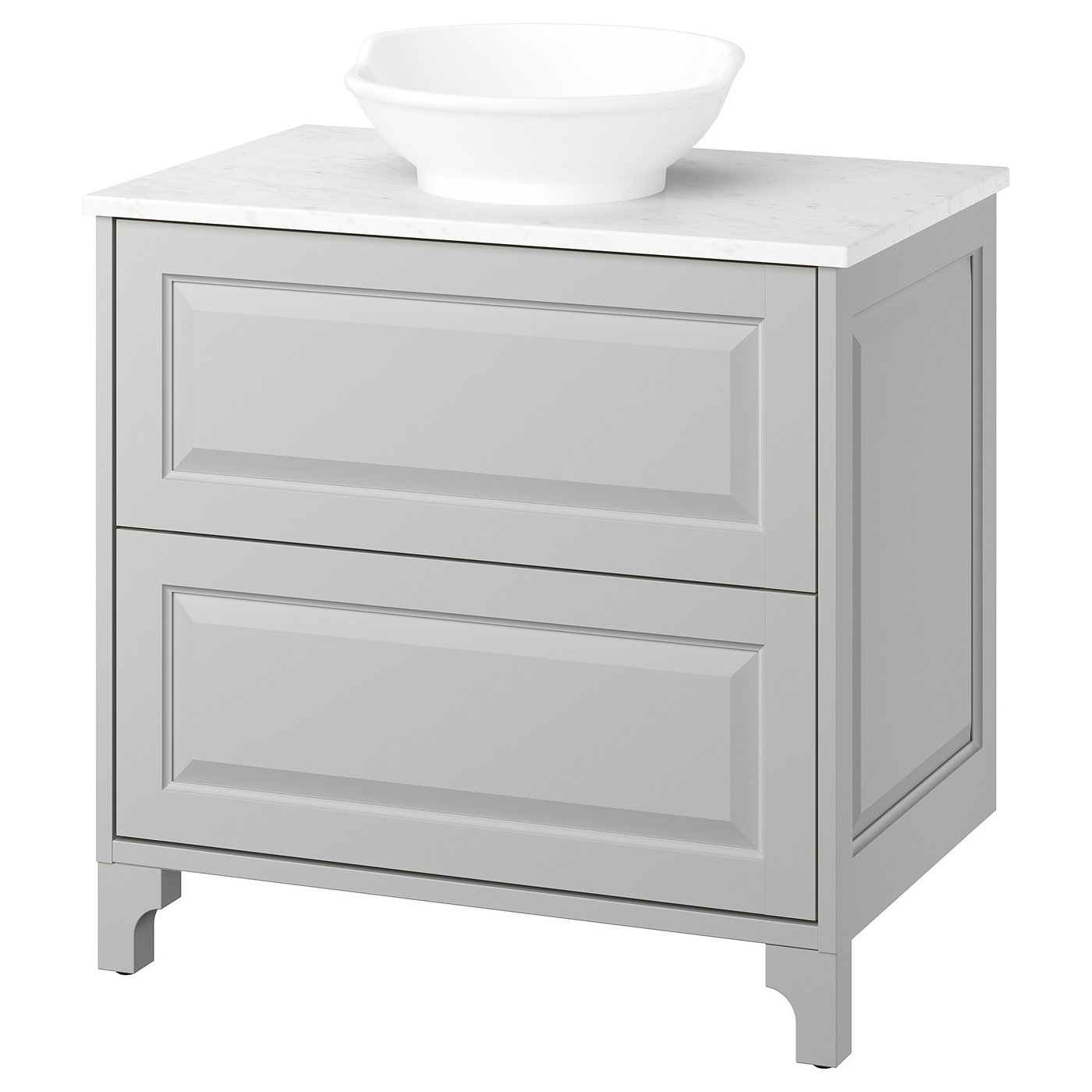 TÄNNFORSEN / VÄSTERSJÖN Bathroom vanity w/ drawers and sink, light gray/white marble effect, 31x21 1/2x35 7/8 "