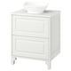 White TÄNNFORSEN bathroom cabinet with marble top and bowl sink, classic design.
