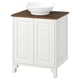 TÄNNFORSEN / VÄSTERSJÖN Bathroom vanity with doors and sink, white/brown walnut effect, 25x21 1/2x35 7/8 "