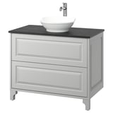 TÄNNFORSEN / VÄSTERSJÖN Bathroom vanity with sink & faucet, light gray/black marble effect, 37x21 1/2x35 7/8 "