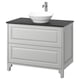 TÄNNFORSEN / VÄSTERSJÖN Bathroom vanity with sink & faucet, light gray/black marble effect, 37x21 1/2x35 7/8 "