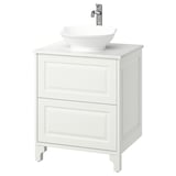 TÄNNFORSEN / VÄSTERSJÖN Bathroom vanity with sink & faucet, white/white marble effect, 25x21 1/2x35 7/8 "
