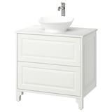 TÄNNFORSEN / VÄSTERSJÖN Bathroom vanity with sink & faucet, white/white marble effect, 31x21 1/2x35 7/8 "