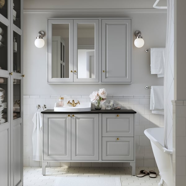 TÄNNFORSEN Wall cabinet with door, light gray, 18x6x37 "