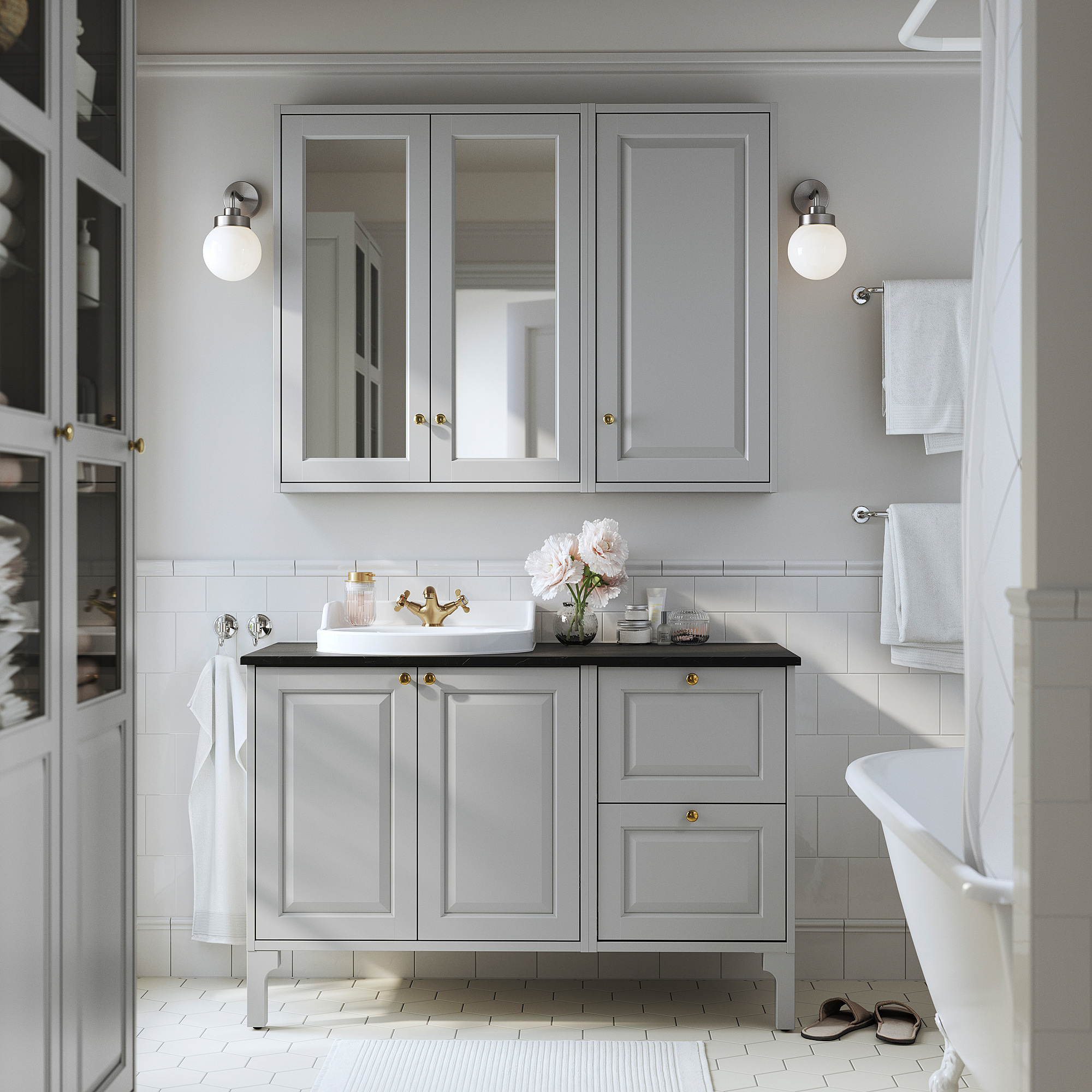 TÄNNFORSEN Wall cabinet with door, light gray, 18x6x37 "