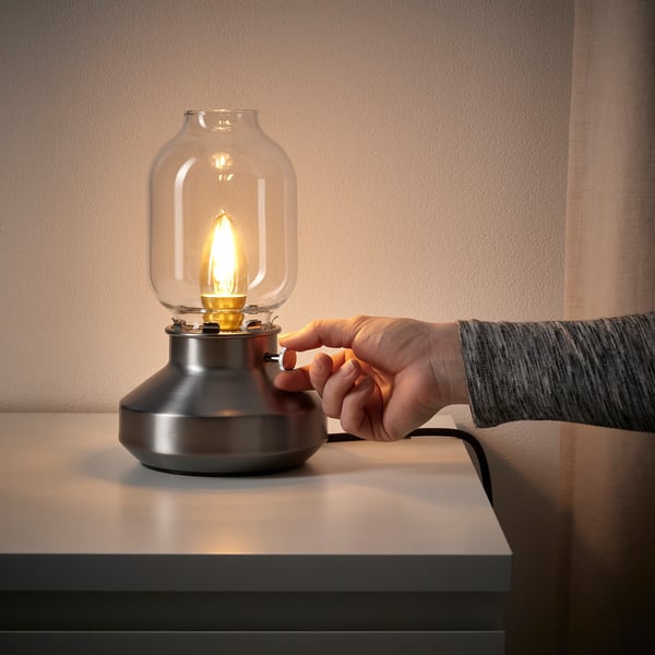 TÄRNABY table lamp, dimmable stainless finish, 10