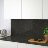 TÄRNHULT Custom-made wall panel, black marble effect/glass composite, 1 1/8 "