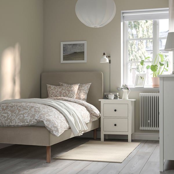 TÄRNKULLEN Upholstered bed frame, Kelinge beige, Twin