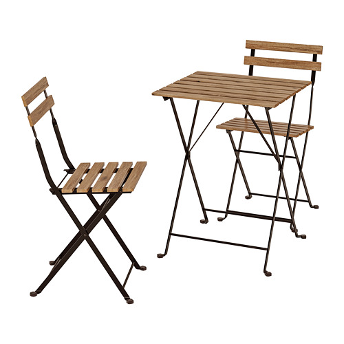 TÄRNÖ Table+2 chairs, outdoor, black/light brown stained