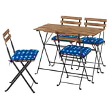 TÄRNÖ Table and 4 chairs, outdoor, foldable black/light brown stained/foldable Klösan dark blue, 39 3/8x21 1/4 "