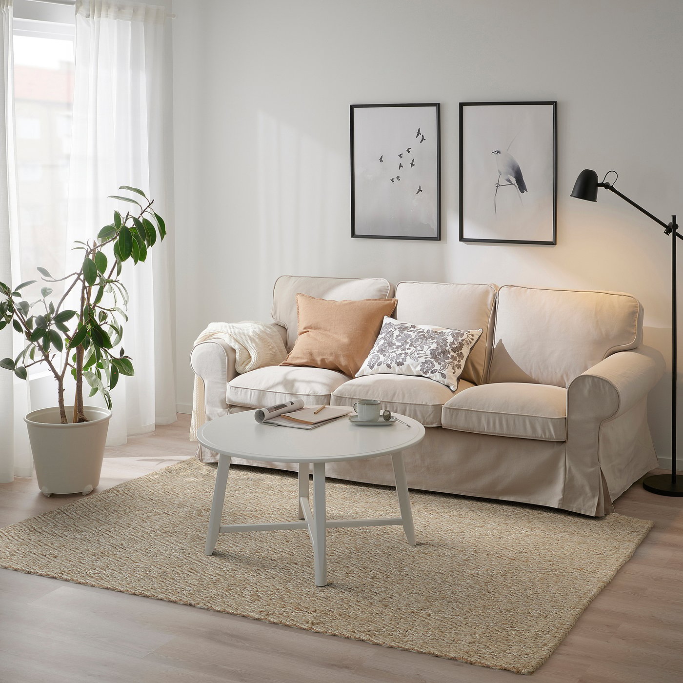 TÅGBILJETT rug, flatwoven, natural/beige, 5'3