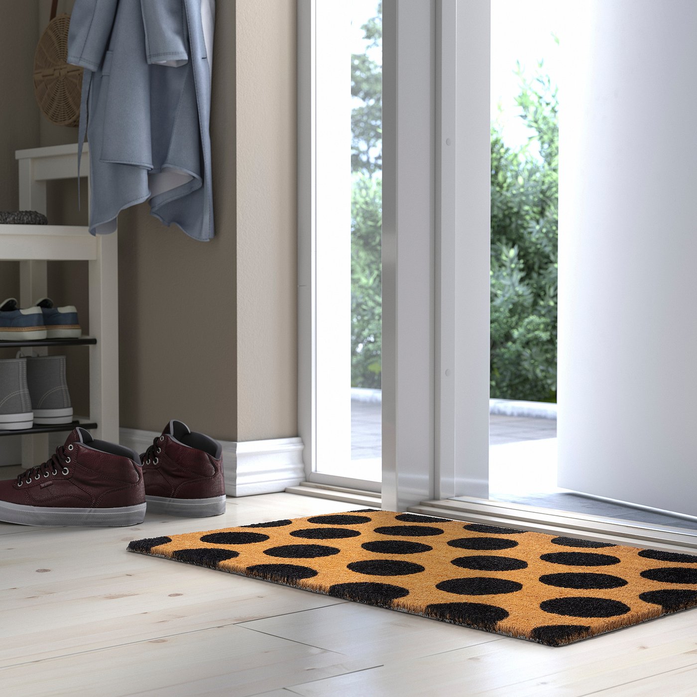 Door mat, black/dot pattern 2