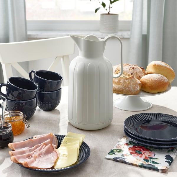 TAGGÖGA Vacuum flask, off-white, 1.7 qt