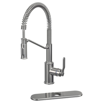 TAKSJÖN Pull down kitchen faucet with spray, stainless steel color
