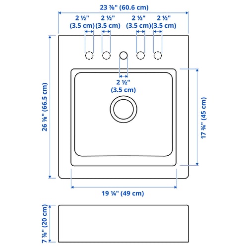 Illustration with measurements for the product: TALLSJÖN.