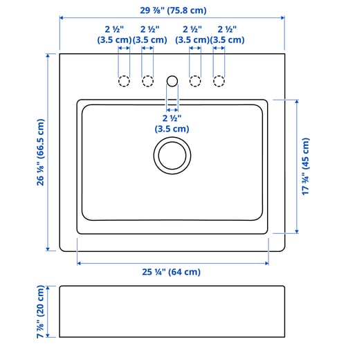 Illustration with measurements for the product: TALLSJÖN.