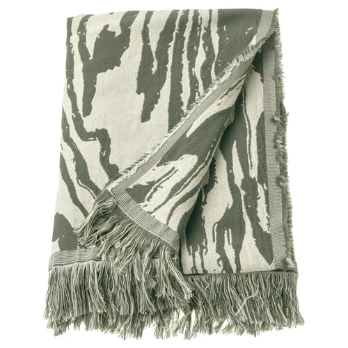 TANDMOTT Throw, gray-green/off-white, 51x67 "