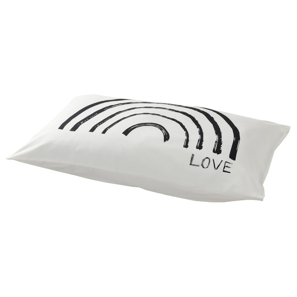 TAPETMAL Pillowcase, white/rainbow, Queen - IKEA