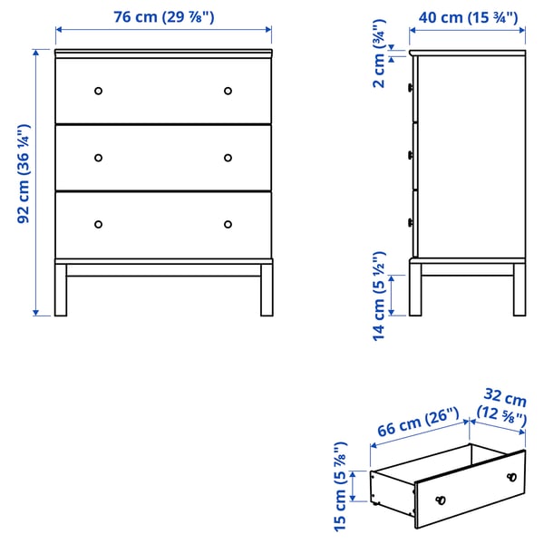 TARVA 3drawer chest, pine, 297/8x361/4" IKEA