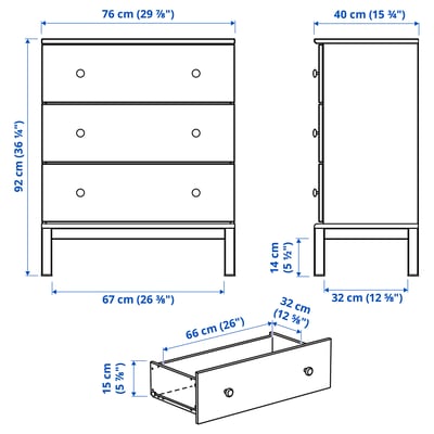 TARVA 3-drawer chest, pine, 297/8x361/4" - IKEA US