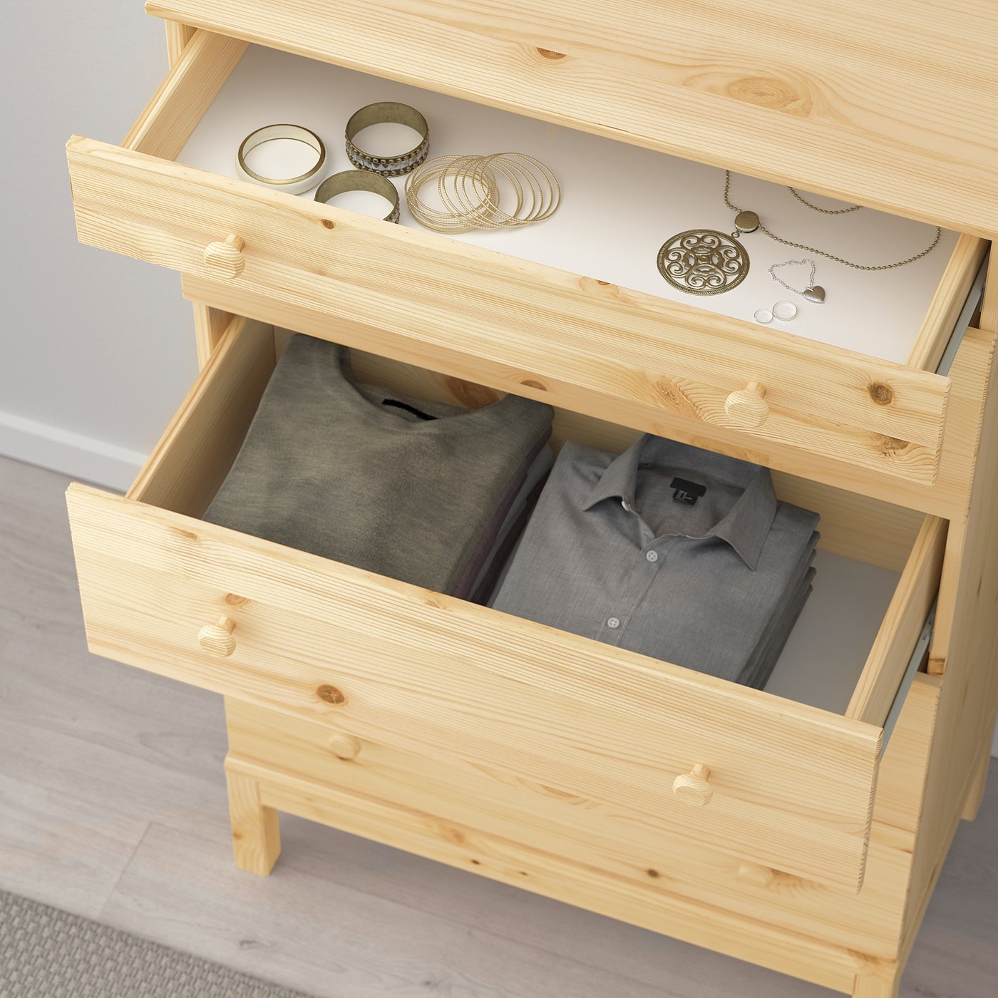 TARVA 5-drawer dresser, pine, 297/8x50