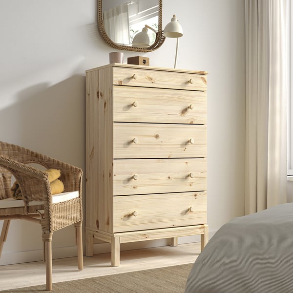 TARVA 5-drawer dresser, pine, 29 7/8x50 "