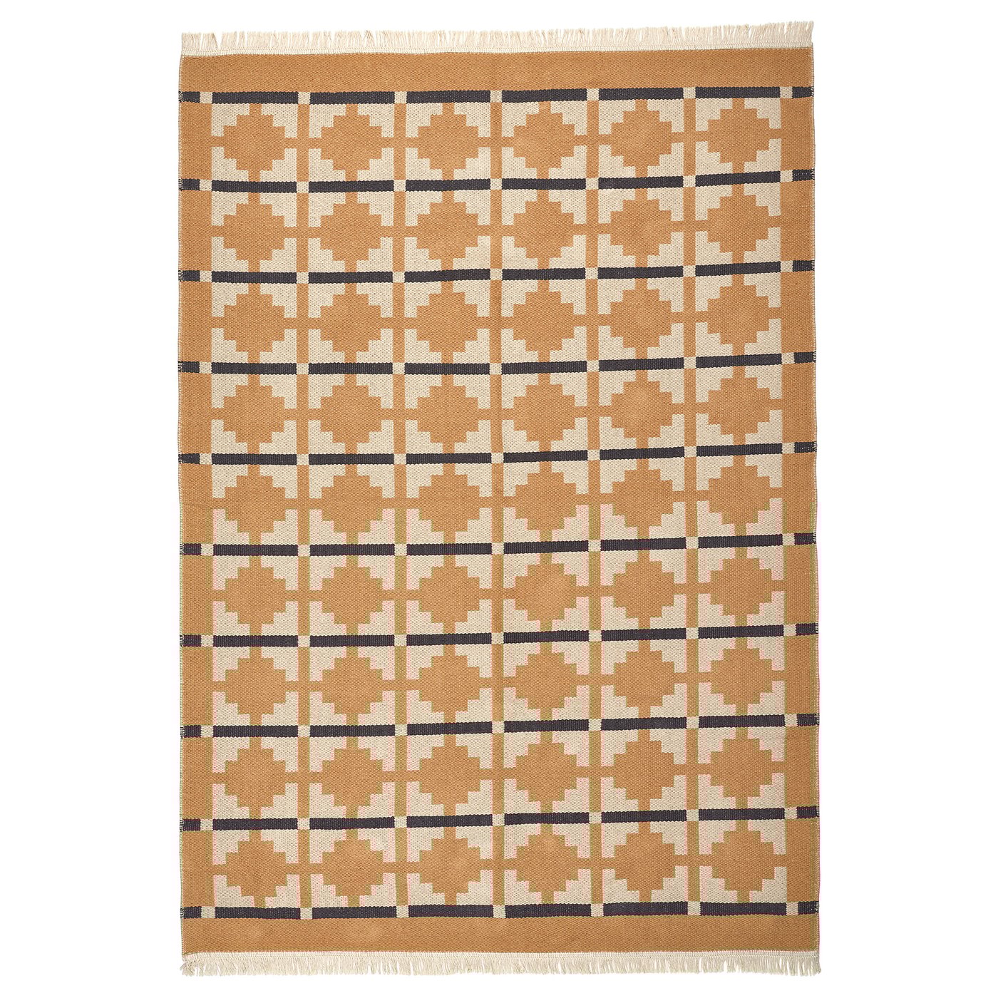 TELEGRAFLINJE rug, flatwoven, yellow-beige, 5'7