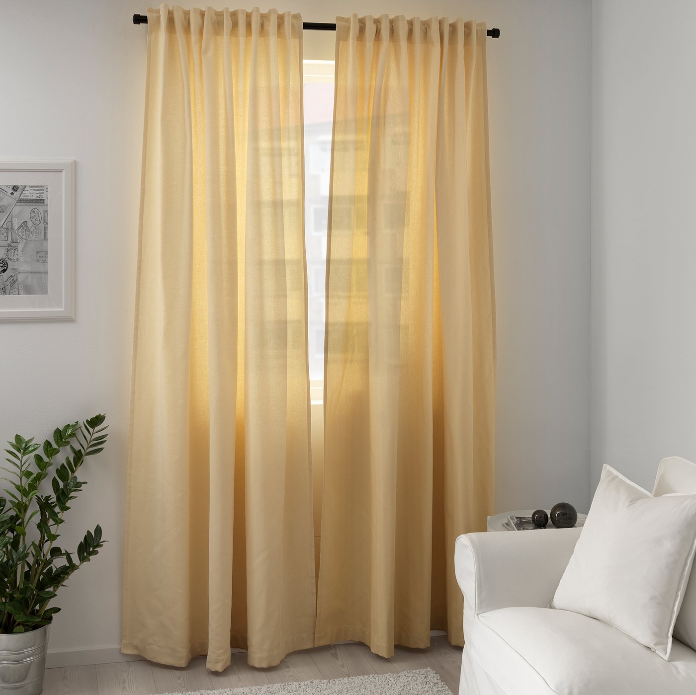TIBAST Curtains, 1 pair, yellow, 57x98" IKEA
